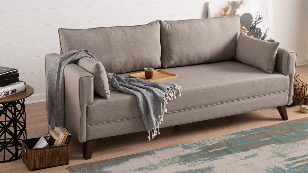 Sofá de 3 Lugares Bella – Creme – 208x85x81 cm
