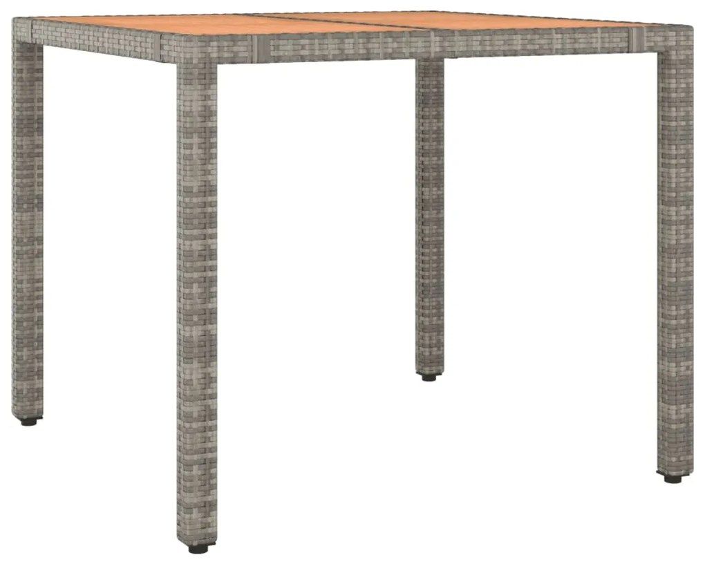 3 pcs conjunto bistrô de jardim c/ almofadões vime PE cinza