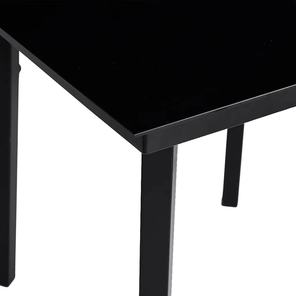 Conjunto jantar jardim 5 peças almofadas vidro vime PE castanho