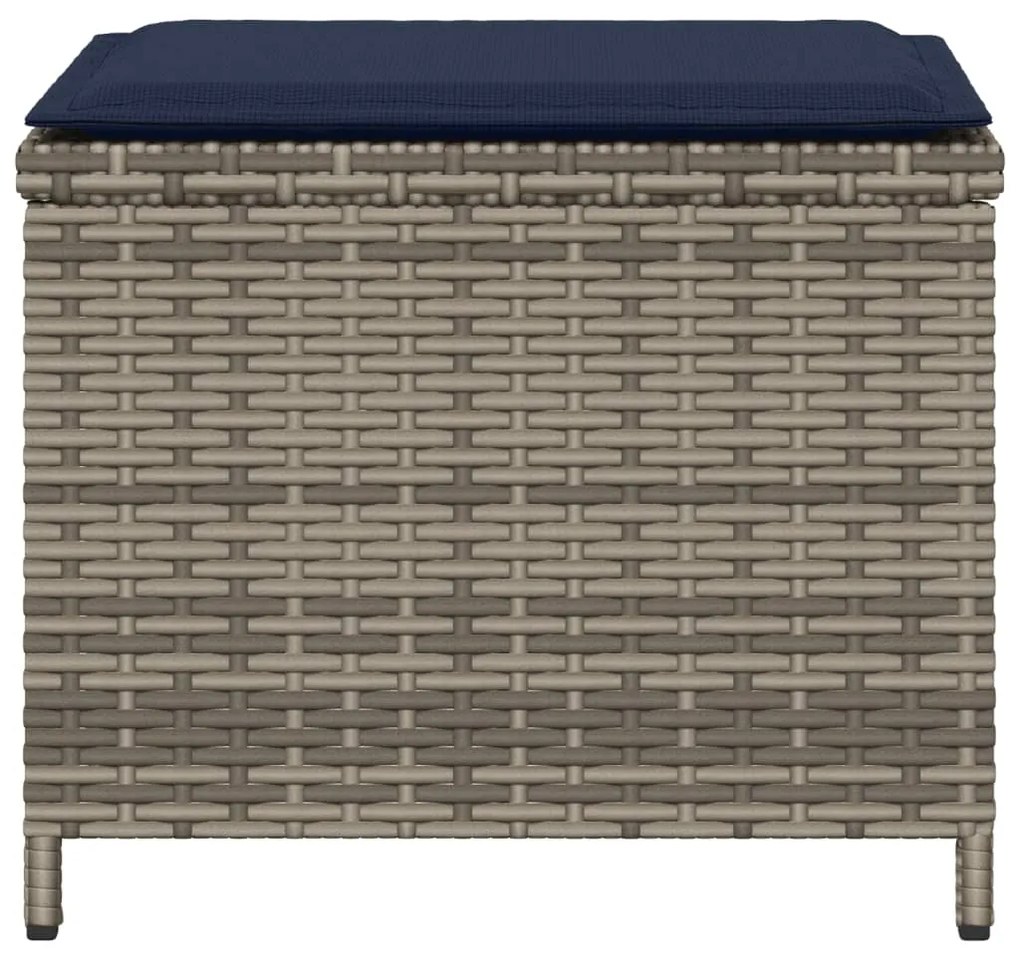Bancos jardim com almofadões 4 pcs 40x40x35 cm vime PE cinzento