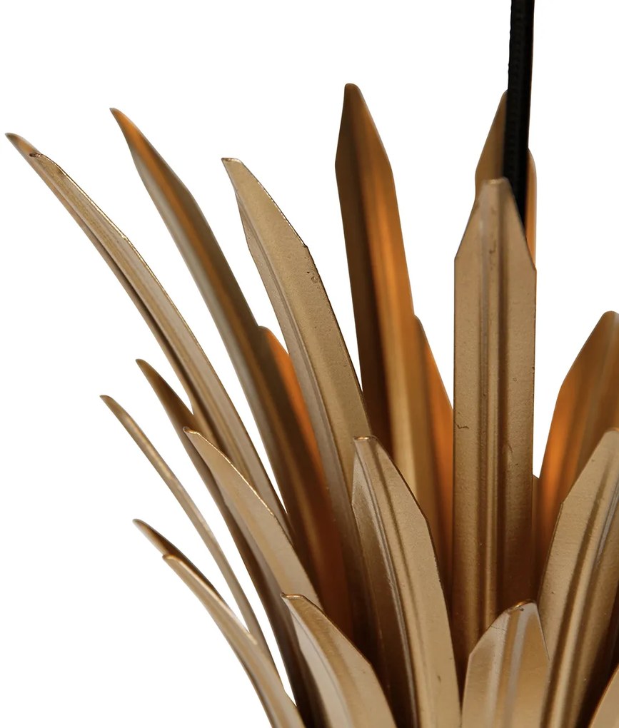 Candeeiro de suspensão Art Déco dourado 3 luzes - Wesley Art Deco