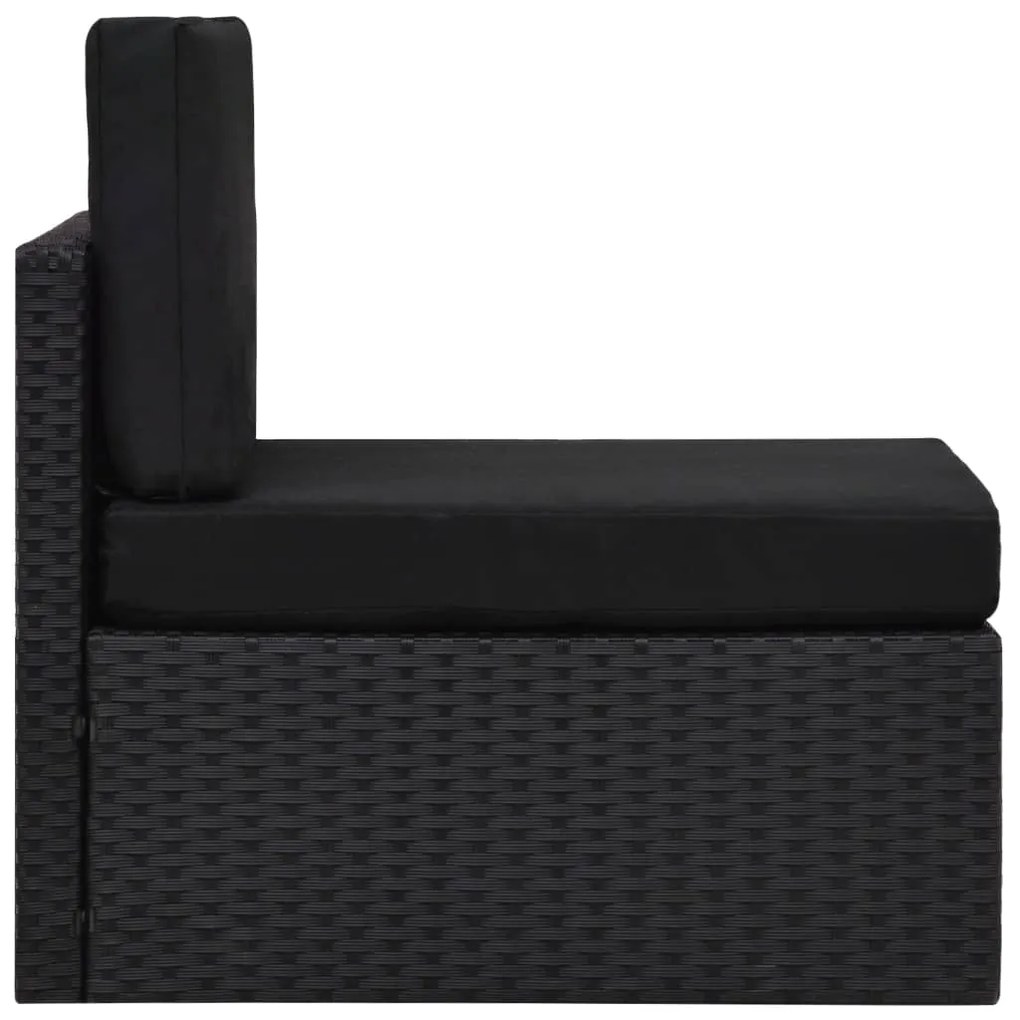 10 pcs conjunto lounge de jardim c/ almofadões vime PE preto