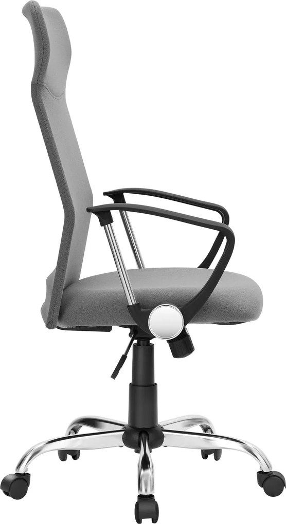 Cadeira de escritório com altura ajustável 58 x 59 x (114,7-122,7) cm, ergonómica e giratória, assento almofadado cinzenta