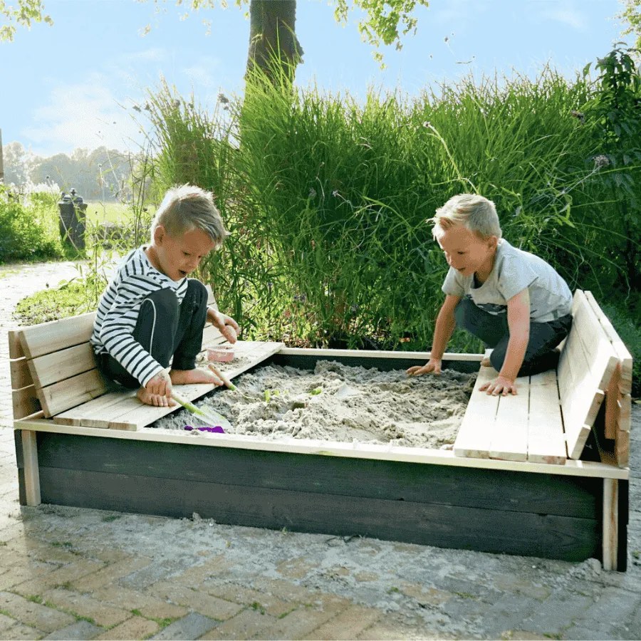 Caixa de areia de madeira para crianças Aksent 136 x 132 cm cinzenta