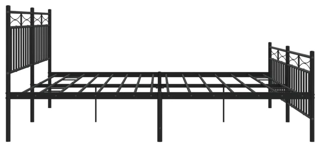 Estrutura de cama com cabeceira e pés 200x200 cm metal preto