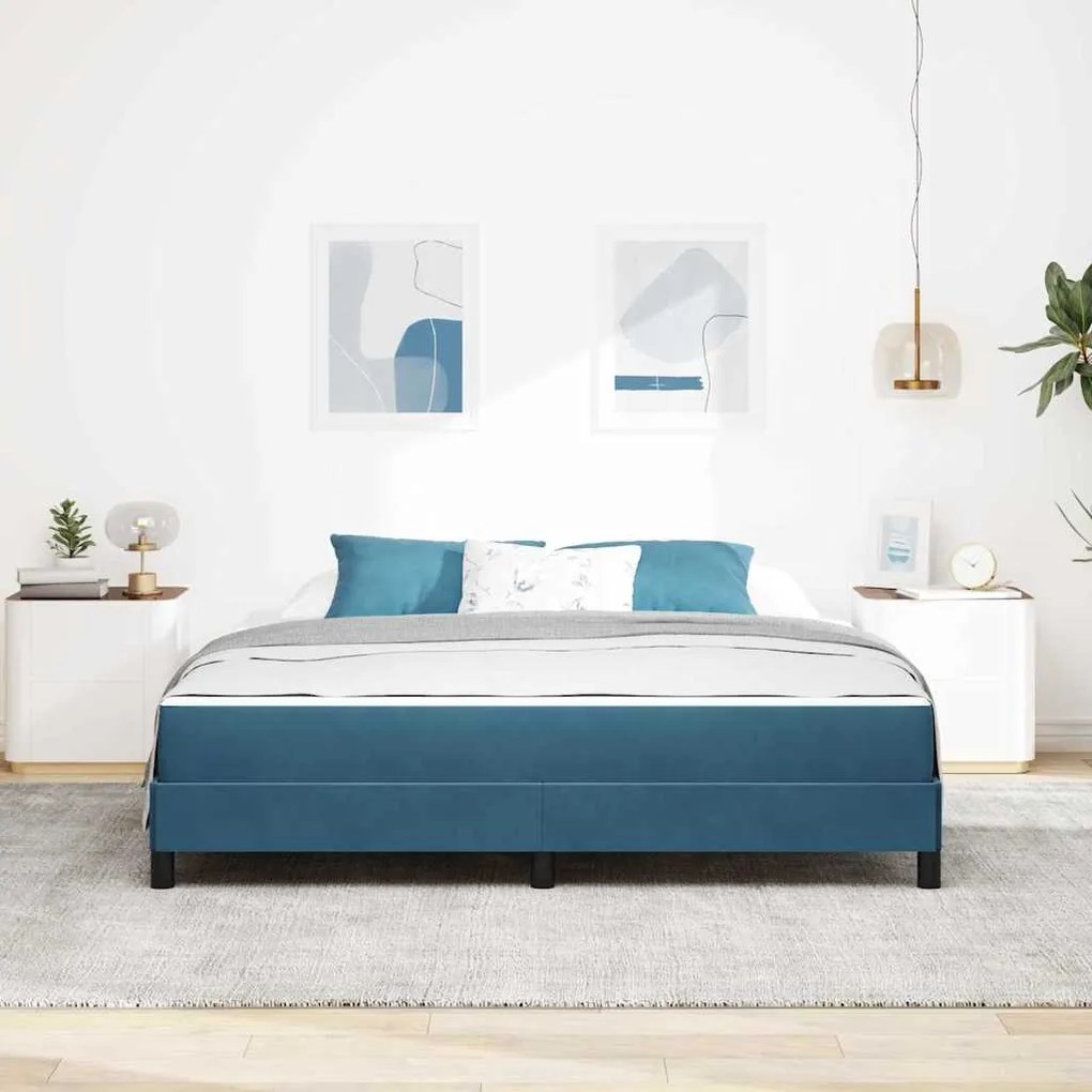 Cama box spring com colchão Azul Escuro 180 x 200 cm Veludo