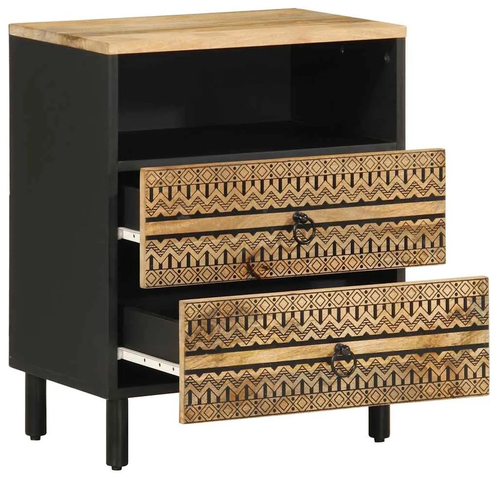 Mesa cabeceira 50x33x62cm madeira mangueira áspera maciça preto
