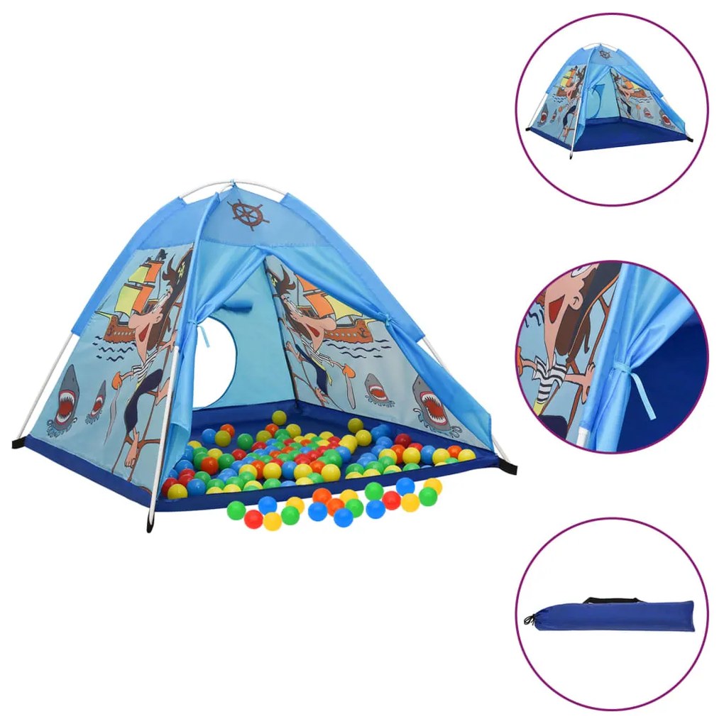 Tenda de brincar infantil com 250 bolas 120x120x90 cm azul
