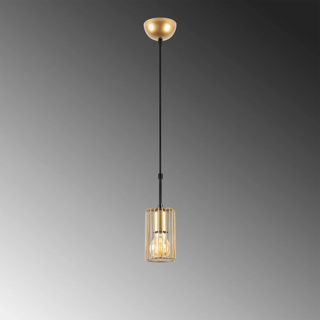 Candeeiro de Teto Kemtel – Dourado Brilhante – 9 x 9 x 126 cm