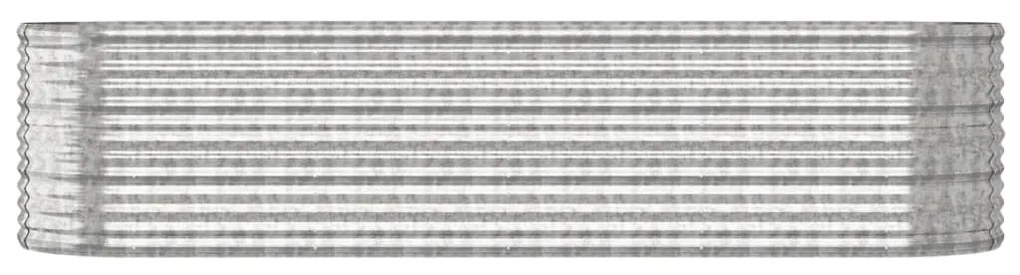 Canteiro elevado jardim 296x80x68cm aço revestido a pó prateado