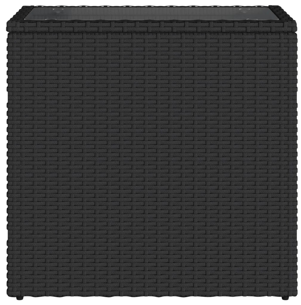 Mesa de apoio jardim c/ tampo vidro 58x27,5x55 cm vime PE preto