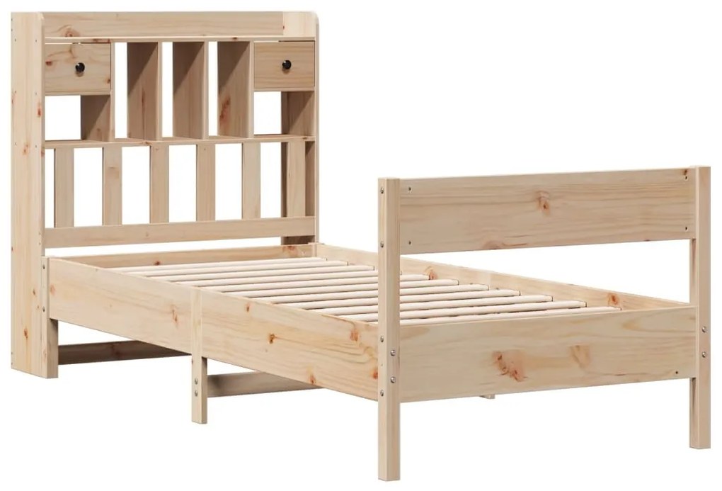 Cama com estante sem colchão 75x190 cm pinho maciço