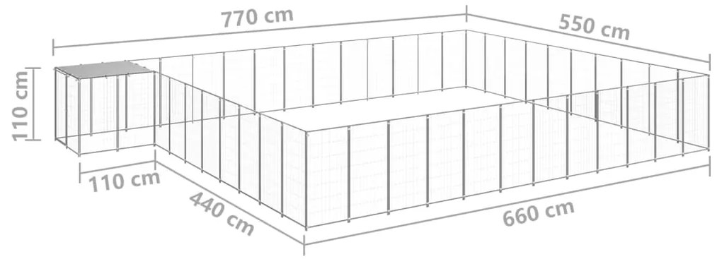 Canil 37,51 m² aço prateado
