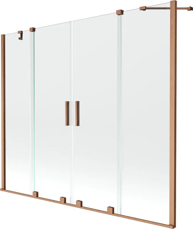 Mexen Velar Duo divisória de banho de 2 painéis deslizantes 200 x 150 cm, transparente, cobre escovado - 896-200-000-02-65