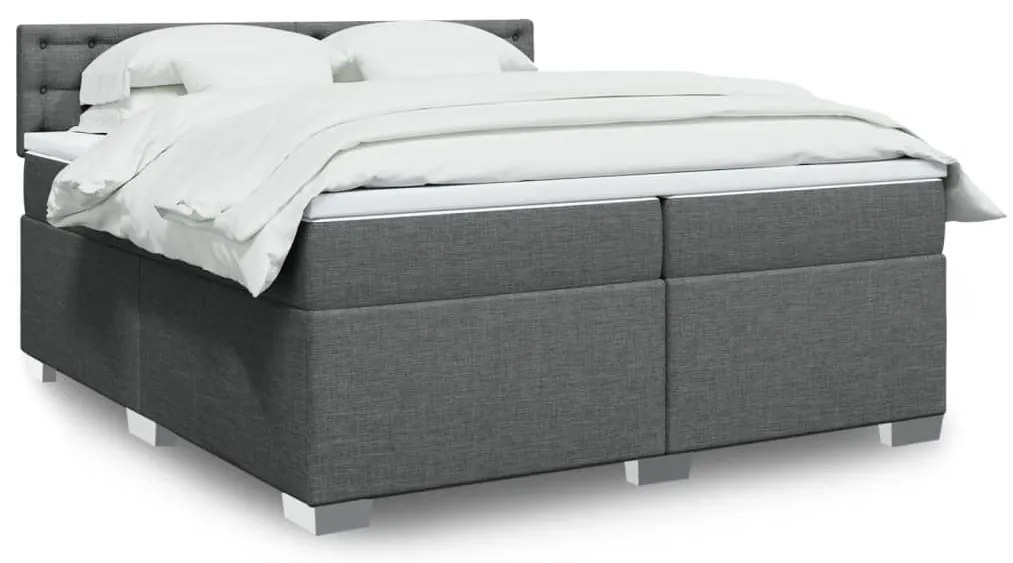 vidaXL Cama com molas/colchão 200x200 cm tecido cinzento-escuro