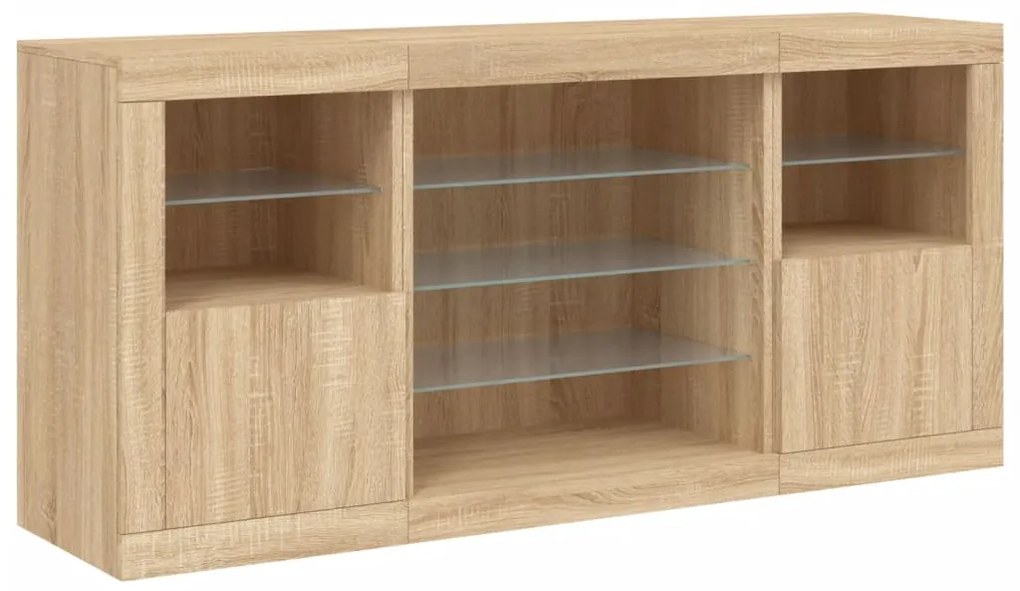 Aparador com luzes LED 142,5x37x67 cm carvalho sonoma