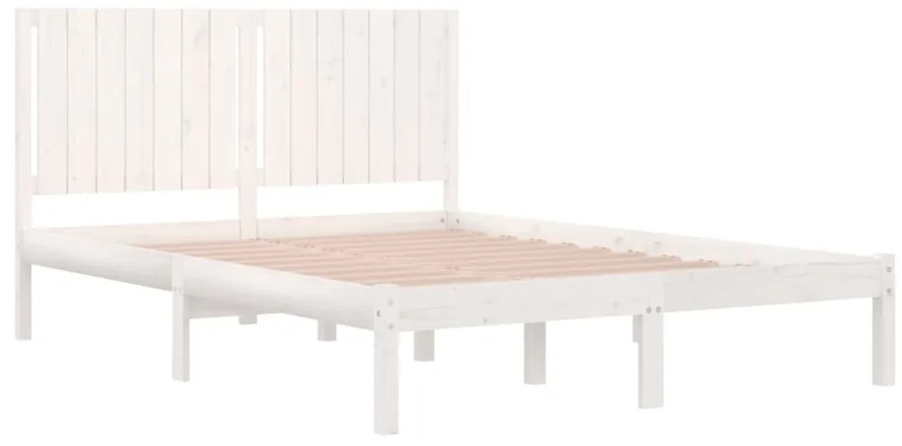 Cama sem colchão 160x200 cm madeira de pinho maciça branco