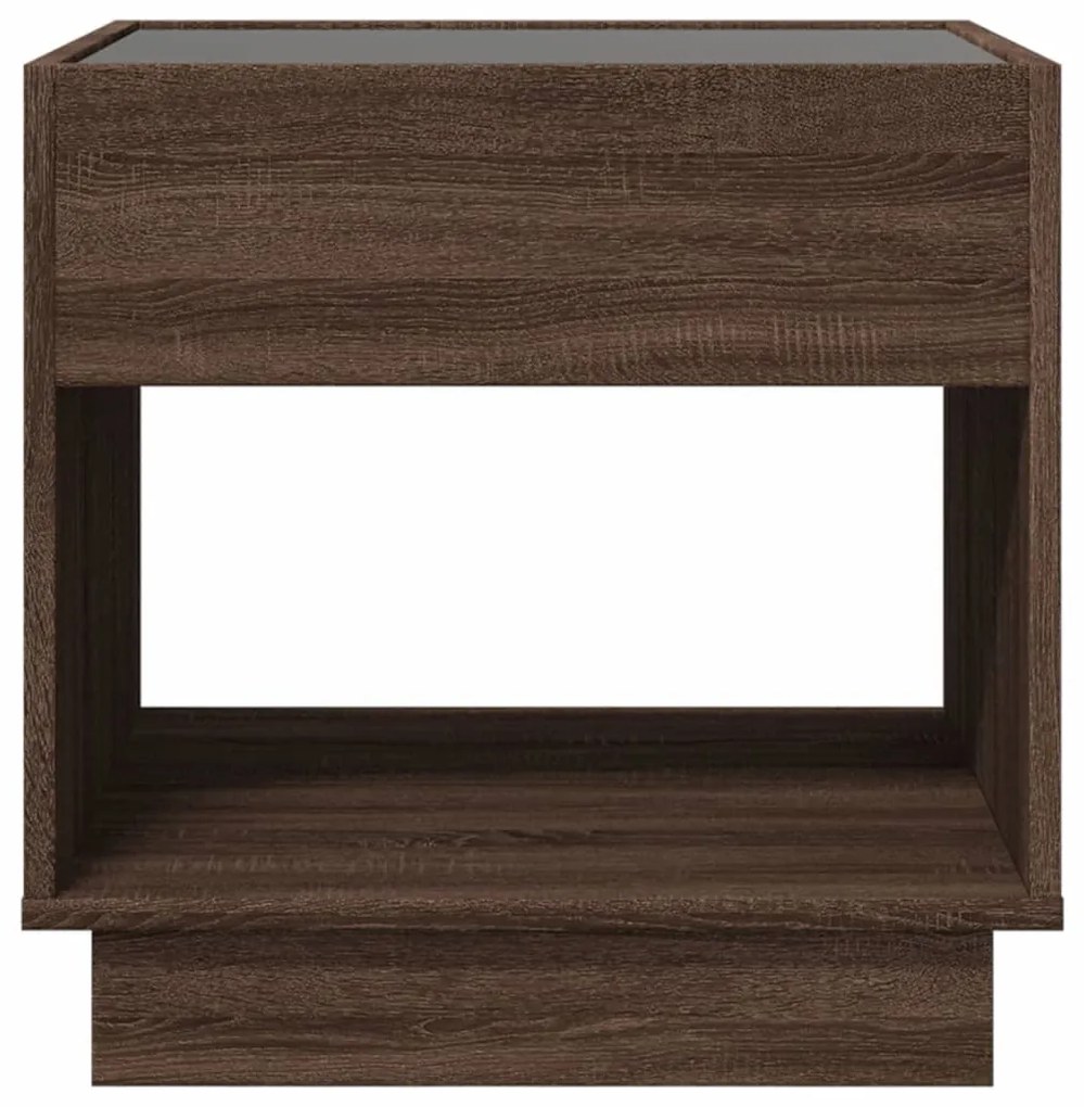 Mesa de cabeceira c/ LED Infinity 50x50x50 cm carvalho castanho