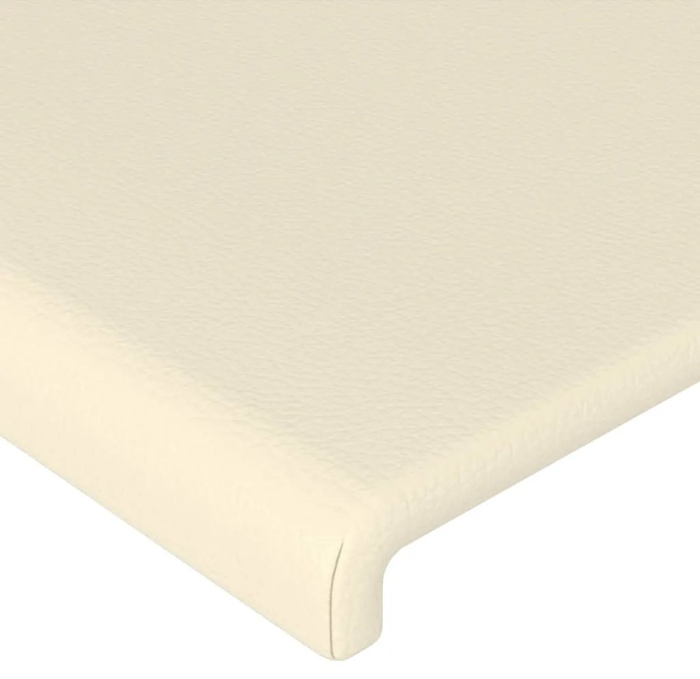 Cabeceira de cama c/ LED 90x5x118/128cm couro artificial crème