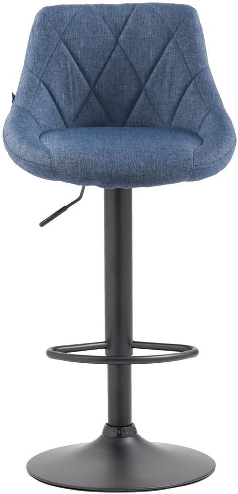 Banco de bar Lazio em tecido e com estrutura preta 46 x 83-104 x 49 cm Azul