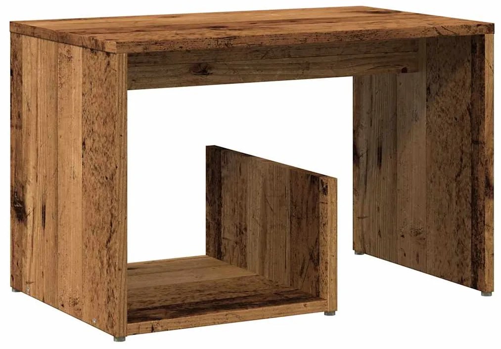 Mesa de apoio madeira velha 59x36x38 cm madeira trabalhada