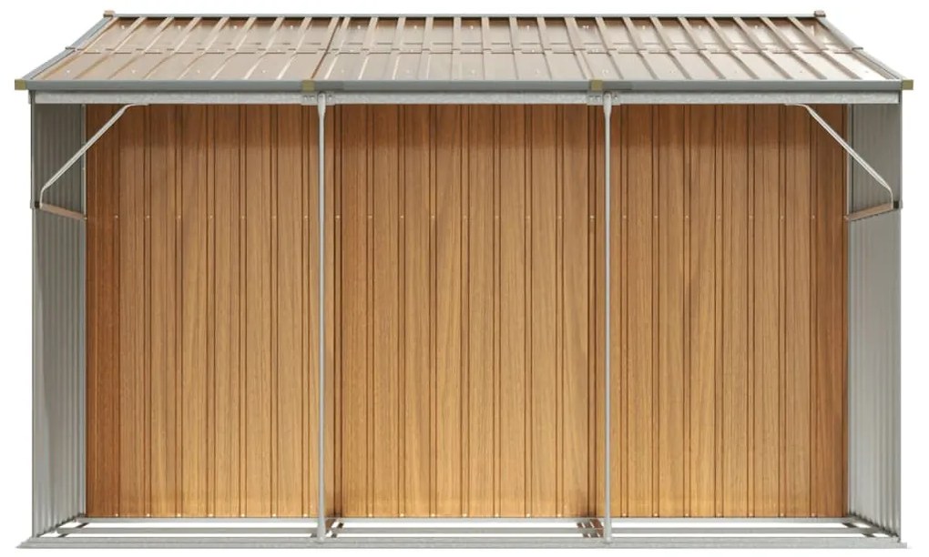 Abrigo de jardim 277x279x179 cm aço galvanizado castanho-claro