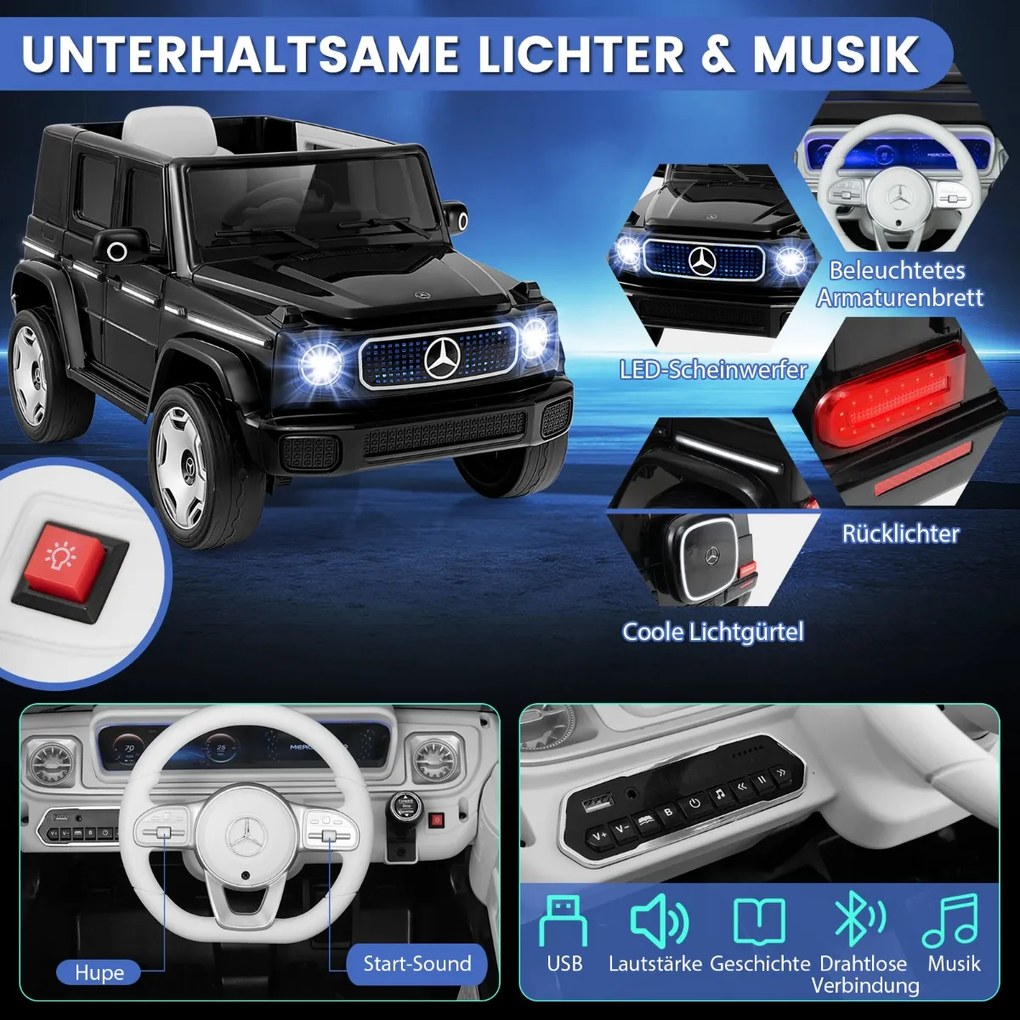 Carrinho de passeio para crianças com controle remoto, bateria removível, luzes LED e música, 12 V 9 AH, 4x4, veículo elétrico branco