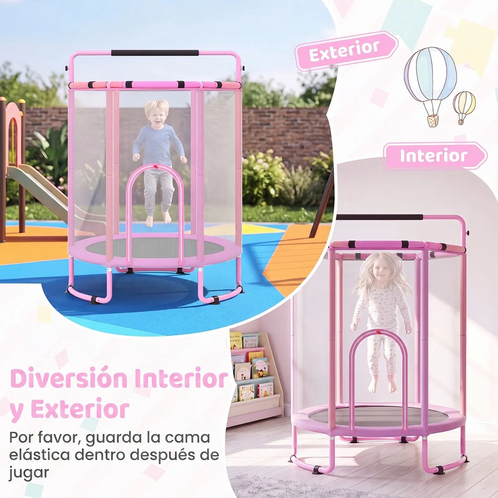 Trampolim Infantil Multifuncional, 154 x 154 x 210 cm, Design 6 em 1, Rosa