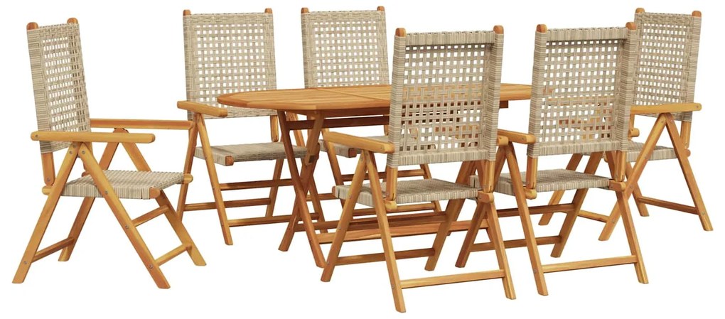 vidaXL Conjunto de Jantar para Jardim 7 pcs Bege