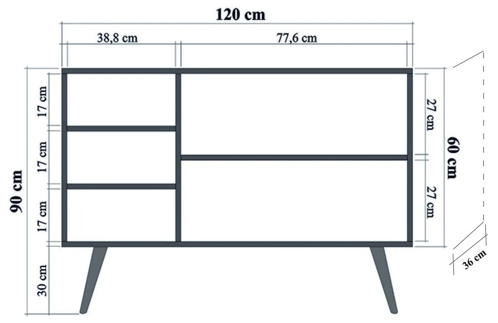 Console Mega – Carvalho Sonoma – 120x90x36 cm