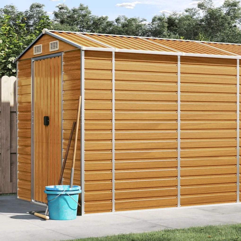 vidaXL Abrigo de jardim 191x725x198 cm aço galvanizado castanho-claro