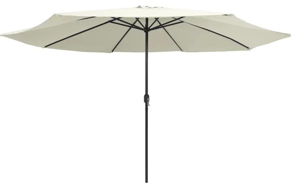 Guarda-sol de jardim com poste de metal 390 cm branco areia