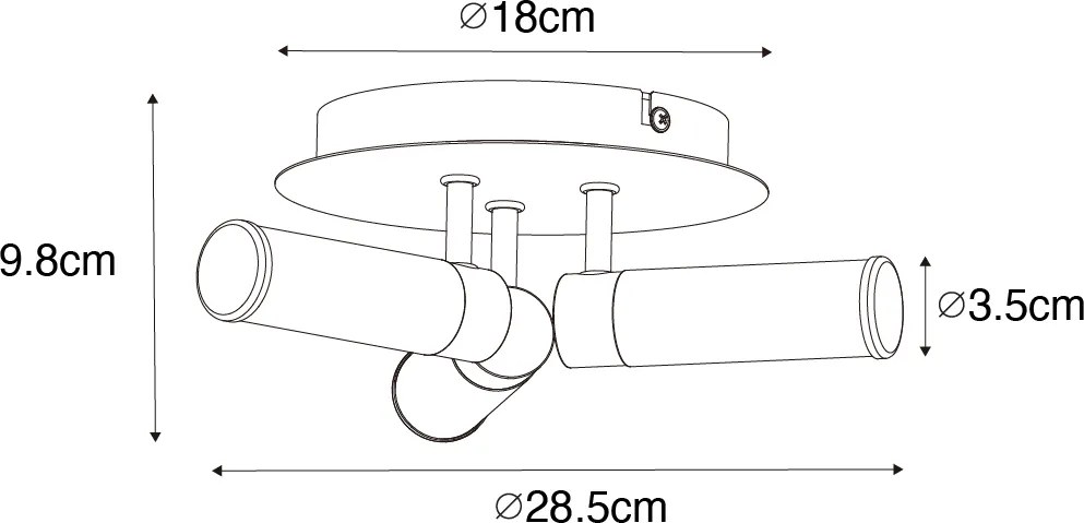 Candeeiro de teto moderno para casa de banho branco 3 luzes IP44 - Bath