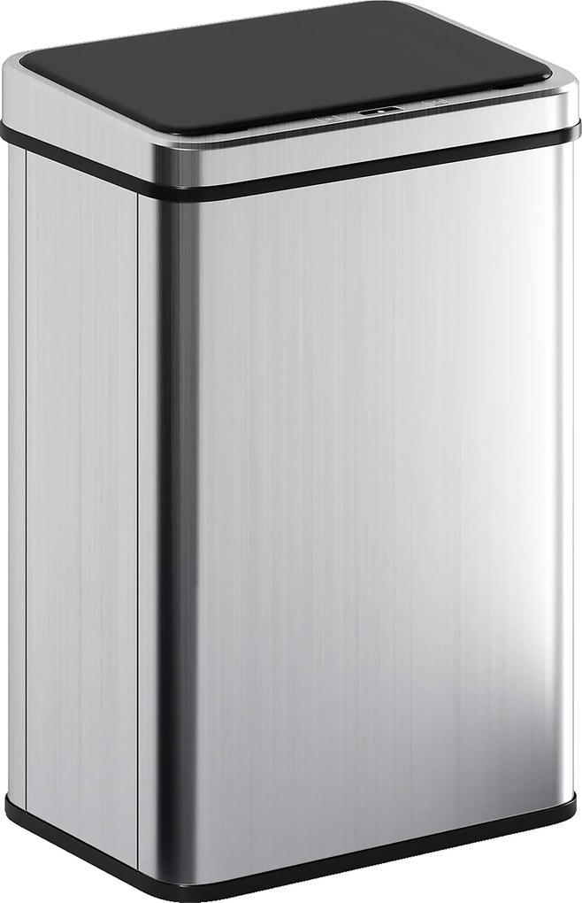 HOMCOM Lixeira com sensor 40 L Aço inoxidável Lixeira automática com tampa de fecho suave Sensor de movimento 35,5 x 26 x 55 cm Prata | Aosom Portugal