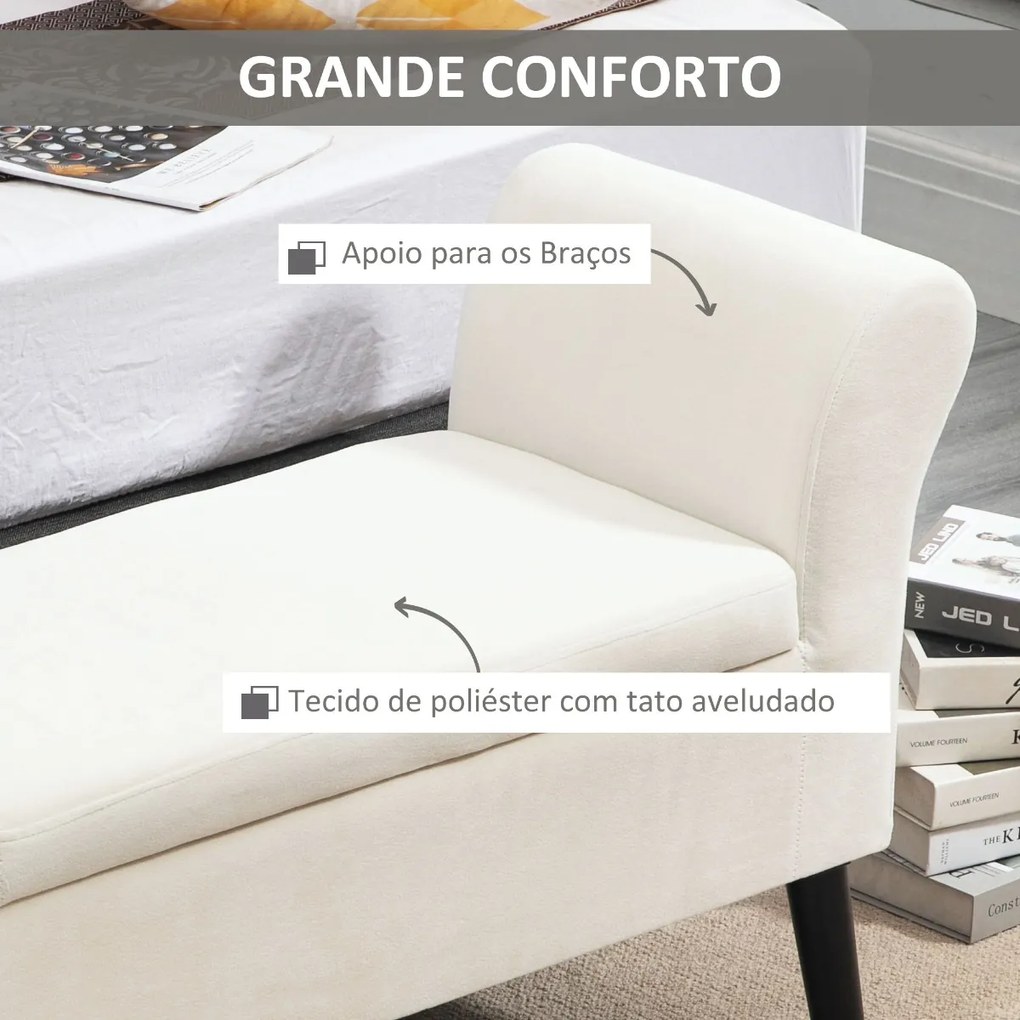 Banco para Pé de Cama Estofado em Veludo Banco de Armazenamento Acolchoado com Tampa Apoio para os Braços Pés de Madeira para Dormitório Sala de Estar