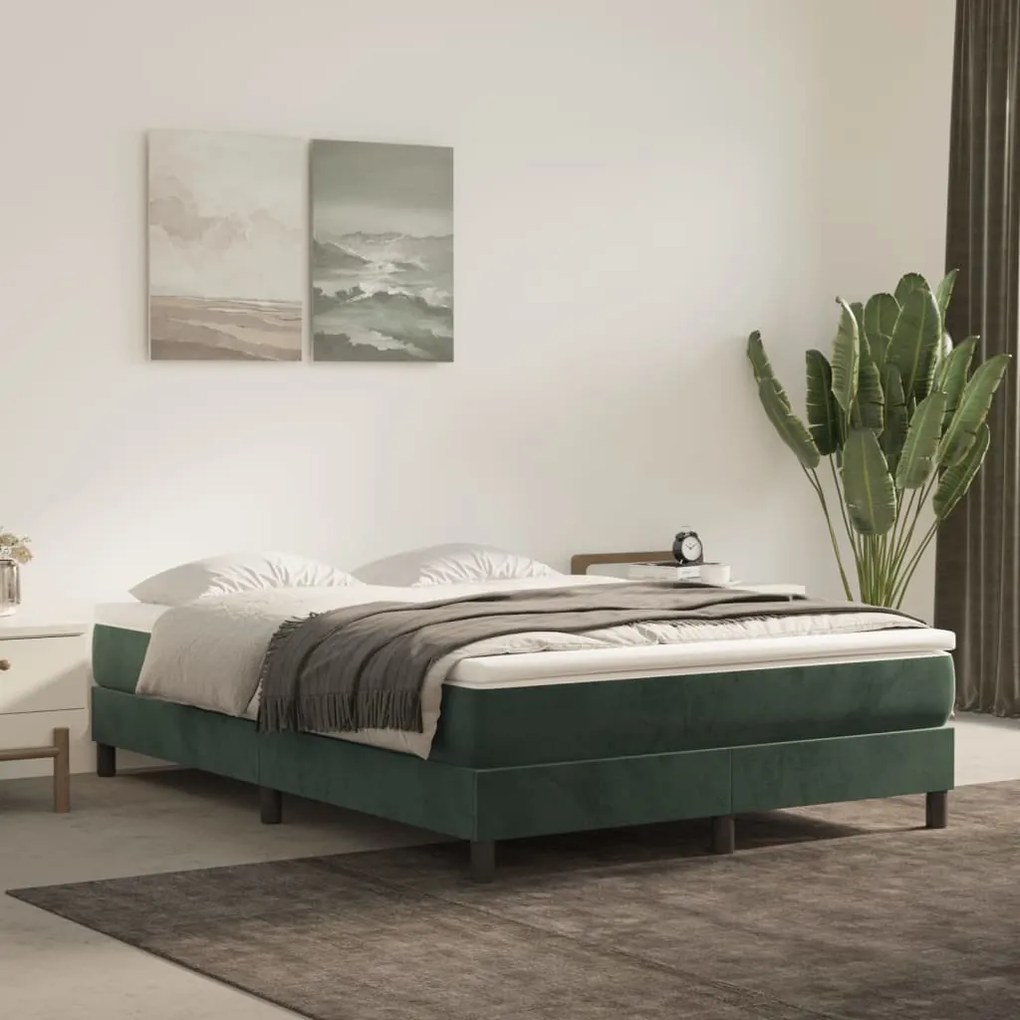 vidaXL Colchão de molas ensacadas 140x200x20 cm veludo verde-escuro