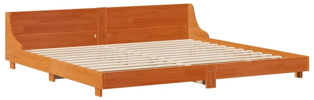 Cama sem colchão 200x200 cm pinho maciço castanho-mel