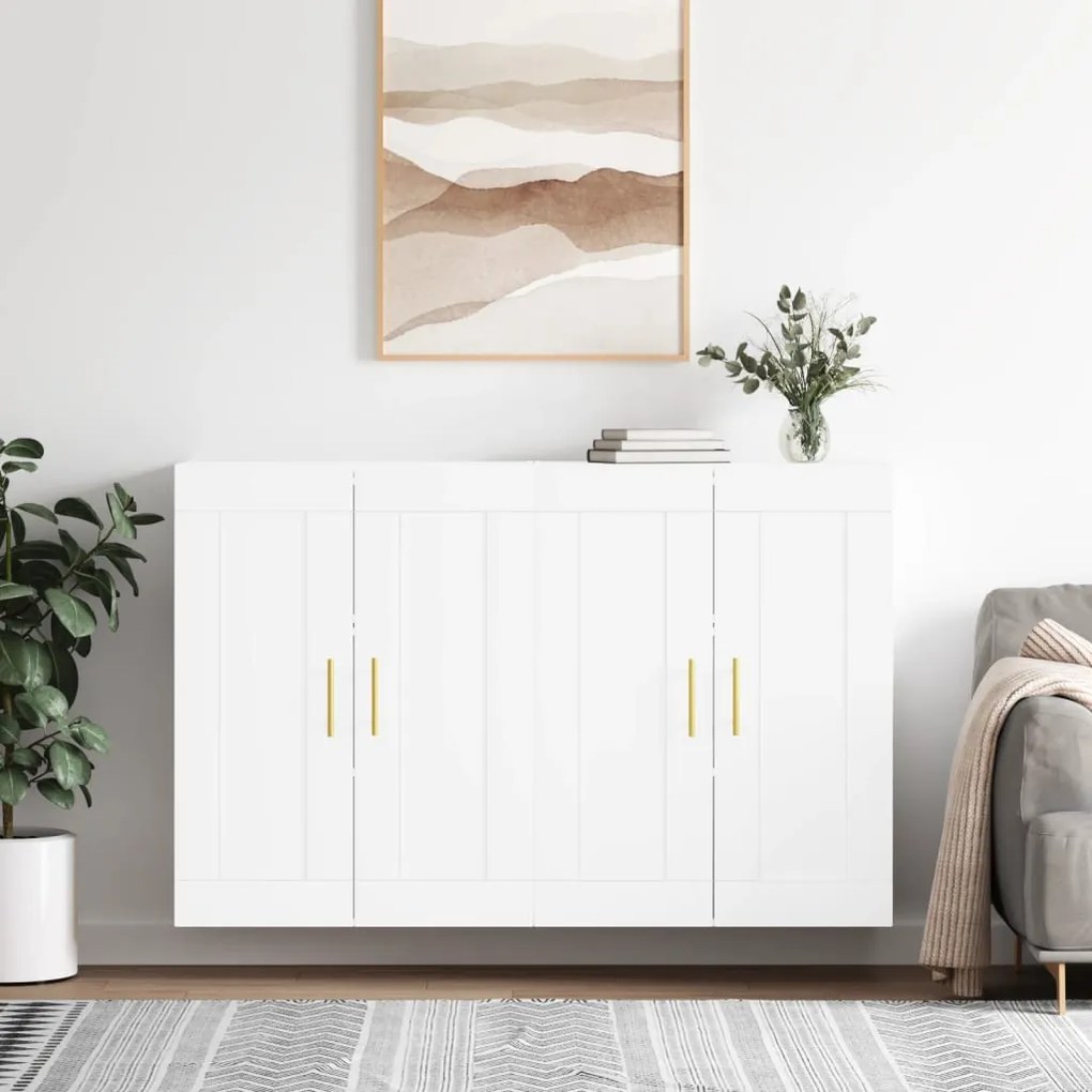vidaXL Móveis de parede 2 pcs derivados de madeira branco