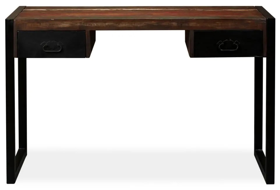 Mesa com 2 gavetas madeira recuperada maciça 120x50x76 cm