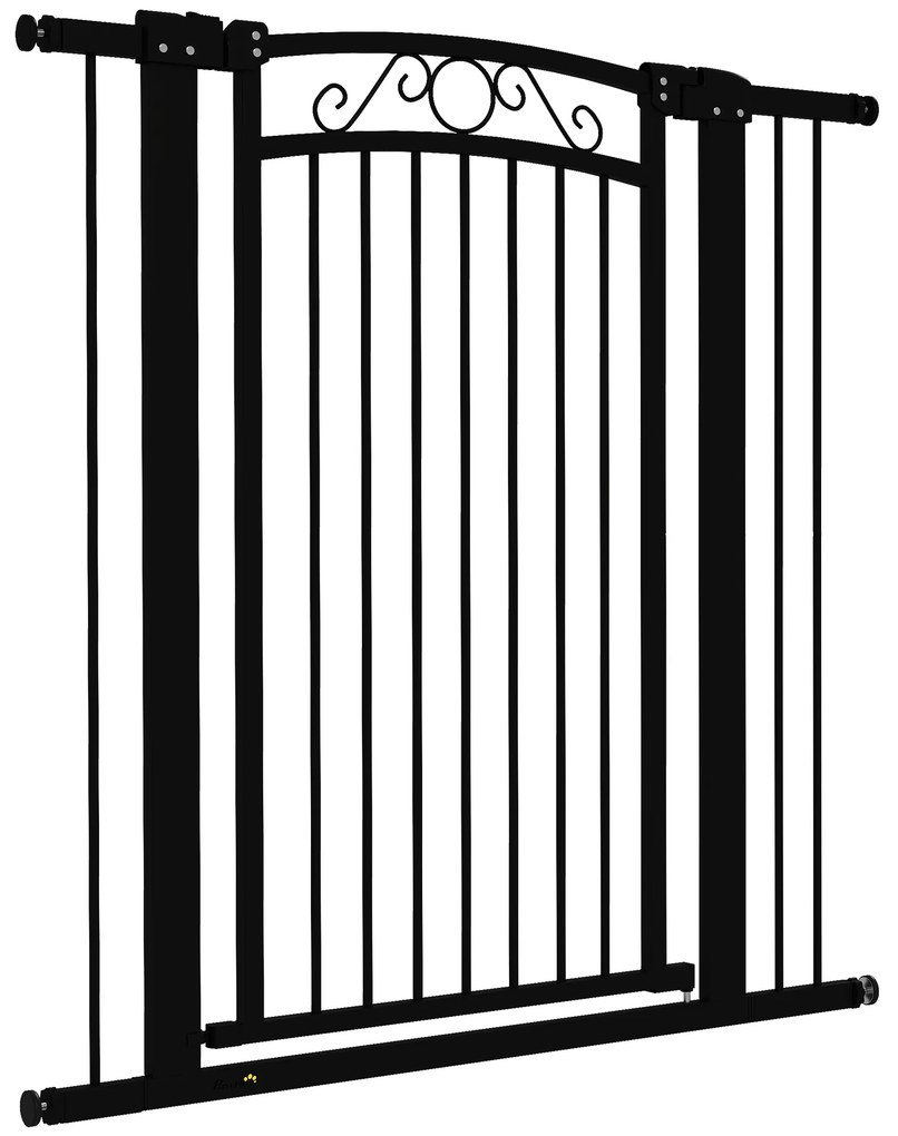 PawHut Barreira de Segurança para Cães Extensível 76-102x4x104 cm Barreira para Animais de Estimação com Duplo Bloqueio Preto | Aosom Portugal
