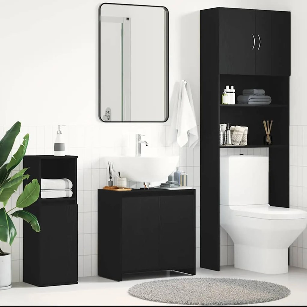 vidaXL Armário WC 60x33x60 cm derivados de madeira carvalho preto