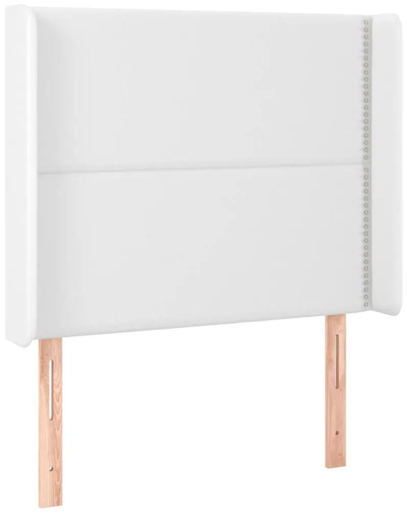 Cama box spring c/ colchão/LED 90x190cm couro artificial branco