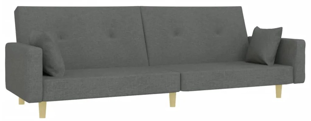 Sofá-cama de 2 lugares c/ apoio de pés tecido cinzento-escuro