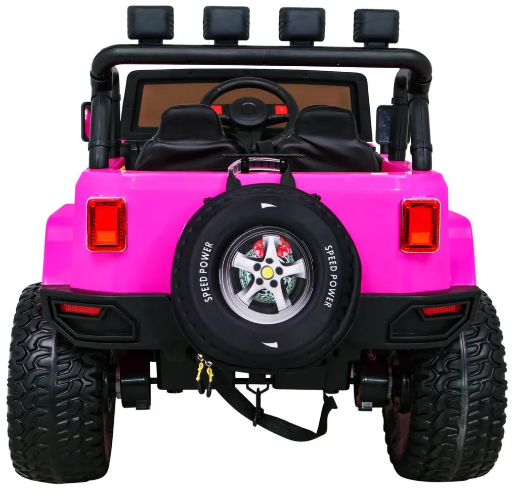 Jipe elétrico para Crianças 24V 4x4 2 Lugares The Monster Jeep Rodas de EVA, Assento de couro Rosa