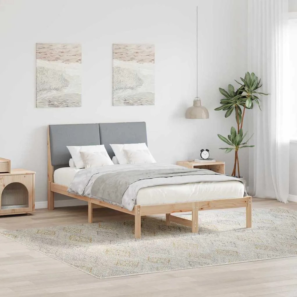 vidaXL Estrutura da cama Marrom e cinza claro 135 x 190 cm