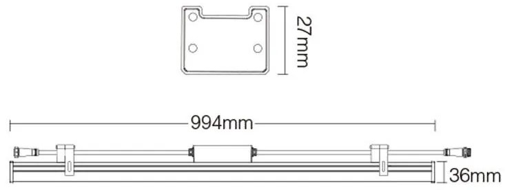 Projetor LED linear 24W RGB+CCT, DC24V, RF, Alexa, SYNC. 1m, RGB + Dual Branco Regulável