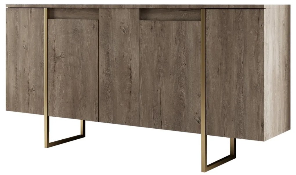 Console Luxe – Walnut Gold – 160 cm x 35 cm x 80 cm