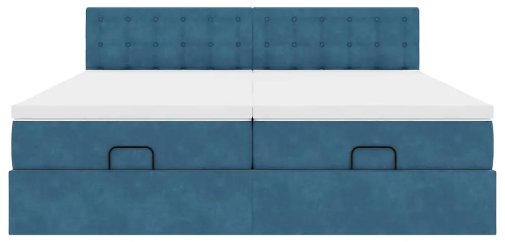 Estrutura cama otomana colchões 180x200 cm veludo azul escuro