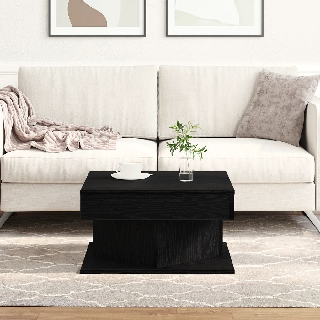 Mesa de Café vidaXL Preta Carvalho 57x57x30 cm Madeira de Engenharia