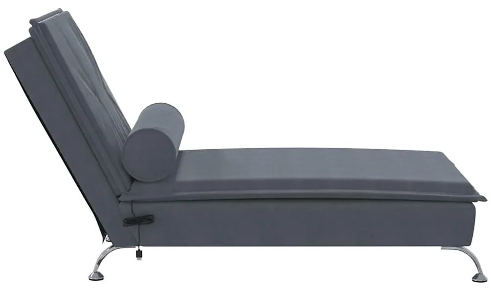 Chaise lounge de massagem com rolo veludo cinzento-escuro